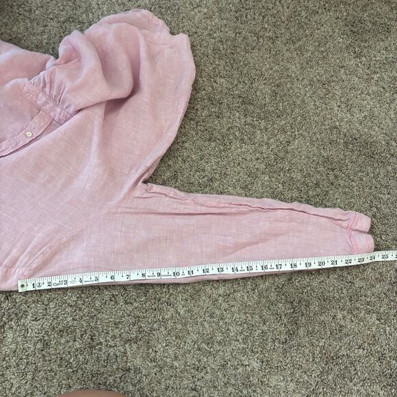 Poetry Women’s 100% Linen Light Pink Pullover Long Sleeve Top Beachy Sz 16 - Picture 14 of 15